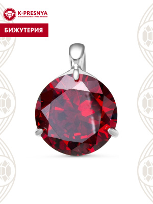 Подвеска бижутерия, покрытие - серебрение, вставка - фианит (недрагоценный камень)