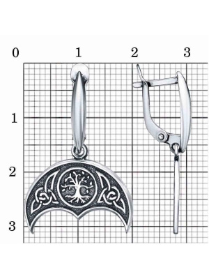 Серьги бижутерия, покрытие - серебрение с оксидированием, без вставок