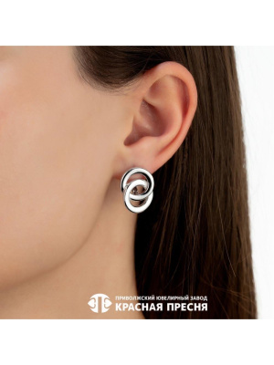 Серьги серебро 925 пробы, покрытие - родирование, без вставок