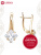 Серьги серебро 925 пробы, покрытие - золочение, вставка - фианит (недрагоценный камень)