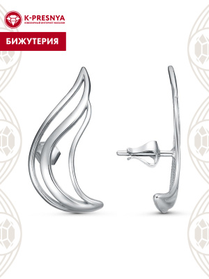 Серьги бижутерия, покрытие - платинирование, без вставок