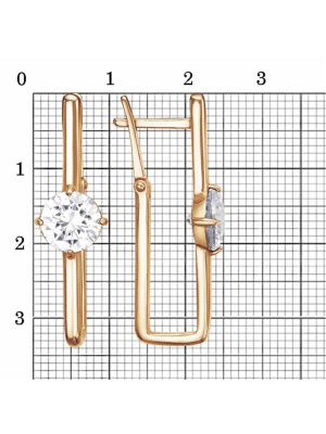 Серьги бижутерия, покрытие - золочение, вставка - фианит (недрагоценный камень)