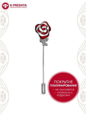 Брошь бижутерия, покрытие - платинирование, отделка - эмаль, без вставок