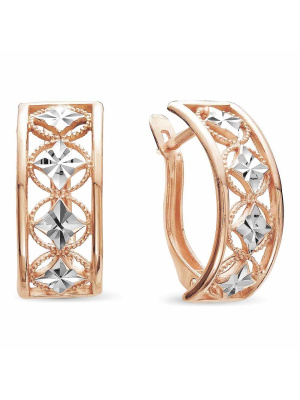 Серьги бижутерия, покрытие - золочение, отделка - алмазная грань, без вставок