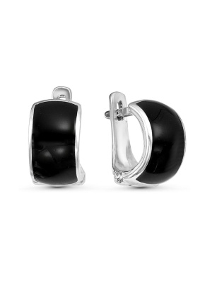 Серьги серебро 925 пробы, покрытие - родирование, отделка - эмаль, без вставок