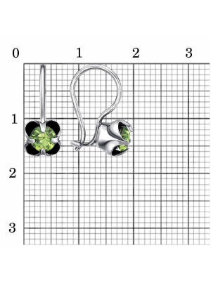 Серьги бижутерия, покрытие - серебрение с оксидированием, вставка - стекло ювелирное preciosa
