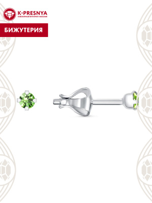 Серьги бижутерия, покрытие - серебрение, вставка - стекло ювелирное preciosa