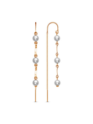 Серьги бижутерия, покрытие - золочение, вставка - имитация жемчуга