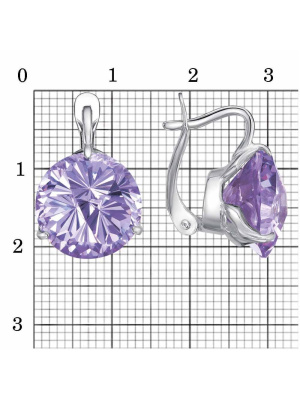 Серьги серебро 925 пробы, покрытие - родирование, вставка - фианит собственной огранки (недрагоценный камень)