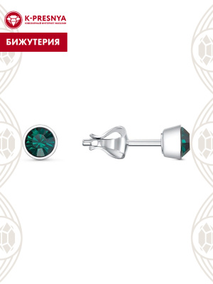 Серьги бижутерия, покрытие - серебрение, вставка - стекло ювелирное preciosa