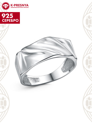 Кольцо серебро 925 пробы, покрытие - родирование, без вставок