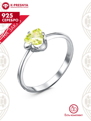 Кольцо серебро 925 пробы, покрытие - родирование, вставка - фианит (недрагоценный камень)