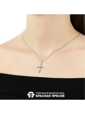 Подвеска серебро 925 пробы, покрытие - родирование, вставка - искусственная шпинель, фианит (недрагоценный камень)