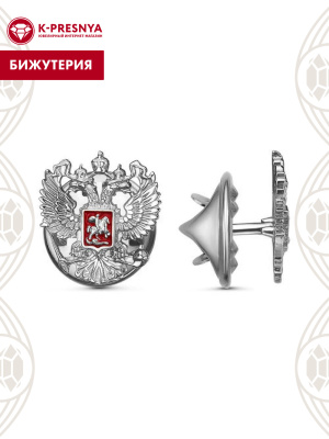 Значок бижутерия, покрытие - серебрение с оксидированием, отделка - эмаль, без вставок