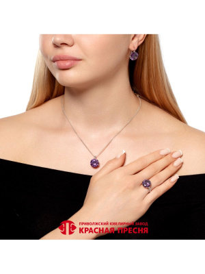 Серьги серебро 925 пробы, покрытие - родирование, вставка - фианит (недрагоценный камень)