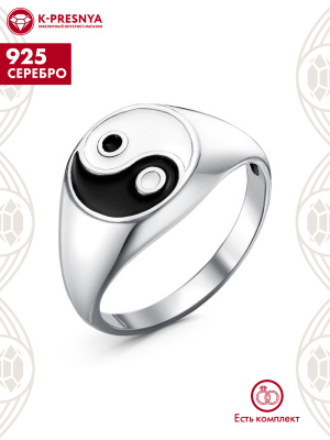 Кольцо серебро 925 пробы, покрытие - оксидирование, отделка - эмаль, без вставок