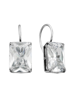 Серьги бижутерия, покрытие - серебрение с оксидированием, вставка - фианит (недрагоценный камень)