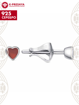 Серьги серебро 925 пробы, покрытие - платинирование, отделка - эмаль, без вставок