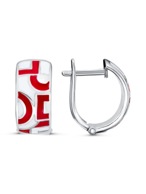 Серьги бижутерия, покрытие - серебрение, отделка - эмаль, без вставок