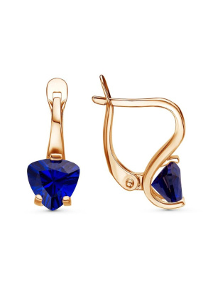 Серьги бижутерия, покрытие - золочение, вставка - искусственная шпинель