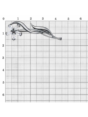 Брошь бижутерия, покрытие - серебрение с оксидированием, вставка - фианит (недрагоценный камень)