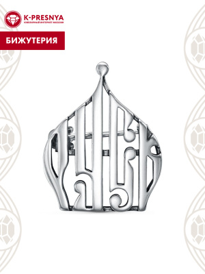 Брошь бижутерия, покрытие - серебрение с оксидированием, без вставок