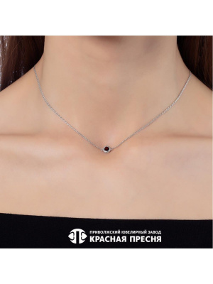 Чокер серебро 925 пробы, покрытие - родирование, вставка - фианит (недрагоценный камень)