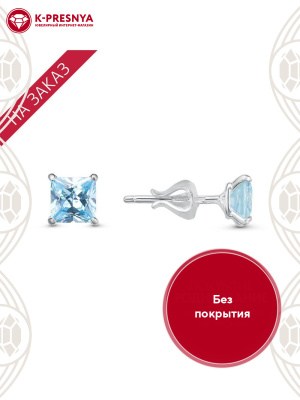 Серьги серебро 925 пробы, без покрытия, вставка - фианит собственной огранки (недрагоценный камень)