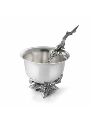 Икорница " рыбки" серебро 925 пробы, покрытие - оксидирование, без вставок