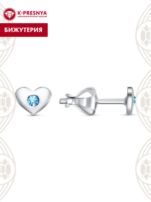 Серьги бижутерия, покрытие - серебрение, вставка - стекло ювелирное preciosa