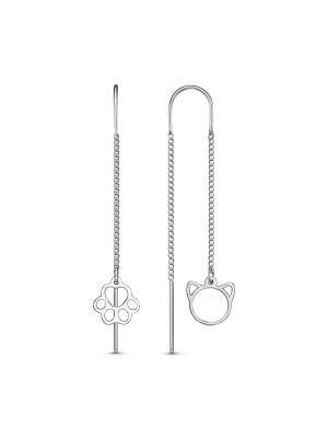 Серьги бижутерия, покрытие - платинирование, без вставок