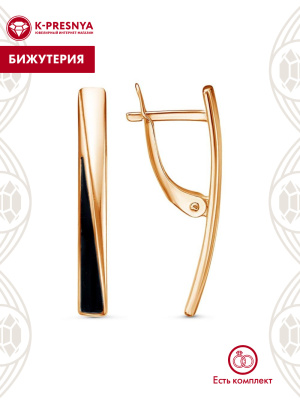 Серьги бижутерия, покрытие - золочение, отделка - эмаль, без вставок