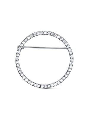 Брошь серебро 925 пробы, покрытие - родирование, вставка - фианит (недрагоценный камень)