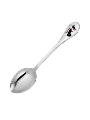 Ложка чайная "кошка" серебро 925 пробы, без покрытия, отделка - эмаль, без вставок