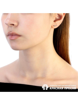 Серьги серебро 925 пробы, покрытие - золочение, вставка - фианит (недрагоценный камень)