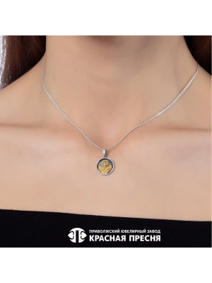 Подвеска серебро 925 пробы, покрытие - оксидирование, выборочное золочение, без вставок