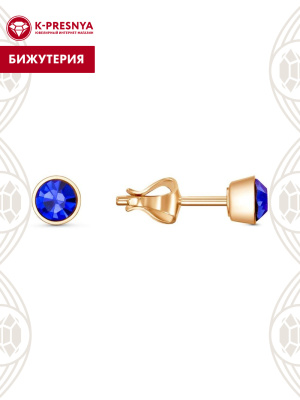 Серьги бижутерия, покрытие - золочение, вставка - стекло ювелирное preciosa