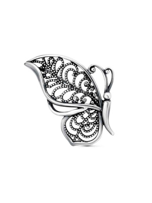 Брошь серебро 925 пробы, покрытие - оксидирование, без вставок