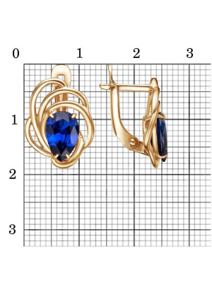 Серьги бижутерия, покрытие - золочение, вставка - фианит (недрагоценный камень)