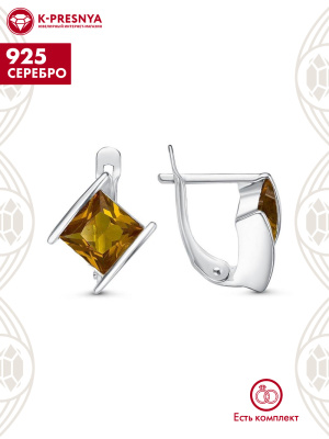 Серьги серебро 925 пробы, без покрытия, вставка - ситалл собственной огранки