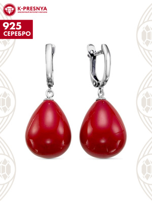 Серьги серебро 925 пробы, покрытие - родирование, вставка - имитация жемчуга