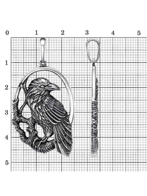 Подвеска серебро 925 пробы, покрытие - оксидирование, без вставок