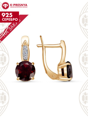 Серьги серебро 925 пробы, покрытие - золочение, выборочное родирование