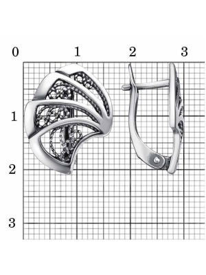 Серьги серебро 925 пробы, покрытие - оксидирование, без вставок