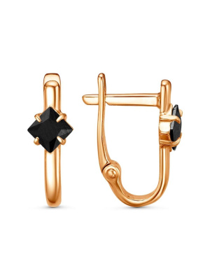 Серьги бижутерия, покрытие - золочение, вставка - фианит (недрагоценный камень)