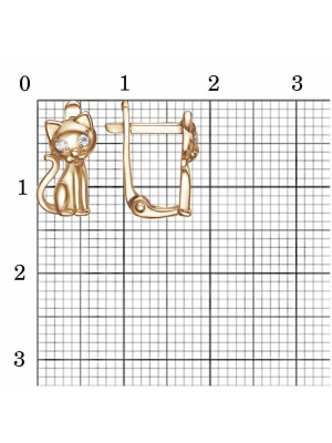 Серьги серебро 925 пробы, покрытие - золочение, вставка - фианит (недрагоценный камень)