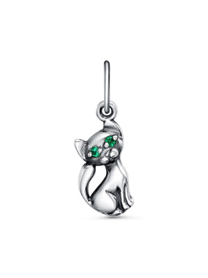 Подвеска серебро 925 пробы, покрытие - оксидирование, вставка - искусственная шпинель