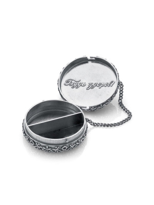 Таблетница бижутерия, покрытие - серебрение с оксидированием, без вставок