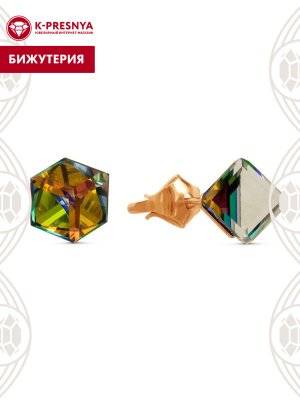 Серьги бижутерия, покрытие - золочение, вставка - ювелирное стекло европейской огранки
