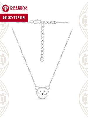 Колье бижутерия, покрытие - платинирование, отделка - эмаль, без вставок